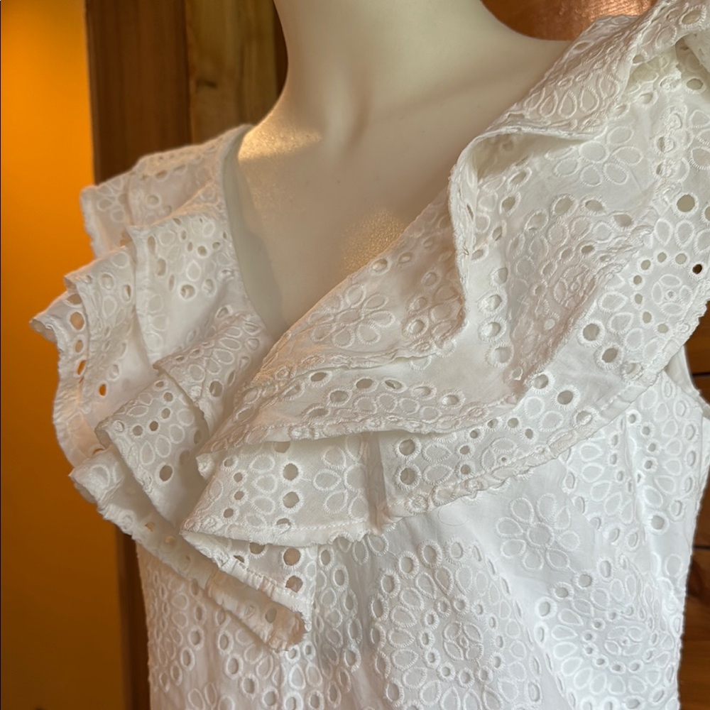 NWT LILY PULITZER White Eyelet Ruffle romper mini dress - size 6 - Picture 3 of 8